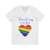 "Promise Keeping God" Unisex Jersey Short Sleeve V-Neck Tee