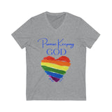 "Promise Keeping God" Unisex Jersey Short Sleeve V-Neck Tee