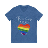 "Promise Keeping God" Unisex Jersey Short Sleeve V-Neck Tee