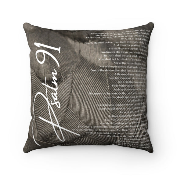 Psalm 91 Square Pillow Case | Black & White