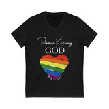 "Promise Keeping God" Unisex Jersey Short Sleeve V-Neck Tee