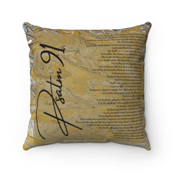 Psalm 91 Square Pillow Case | Silver & Gold