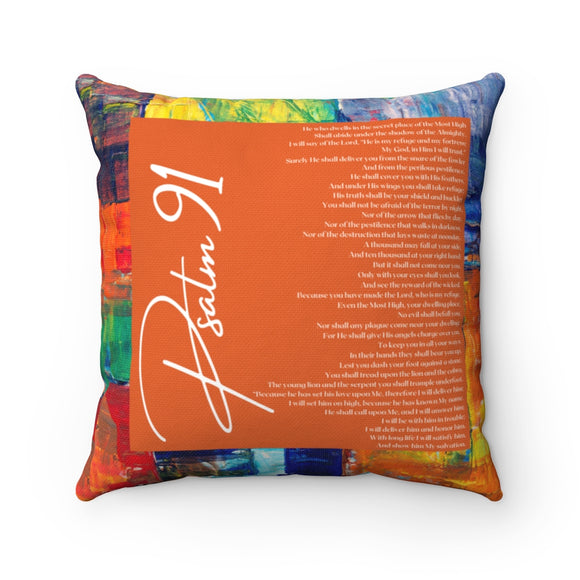 Psalm 91 Square Pillow Case | Colorful