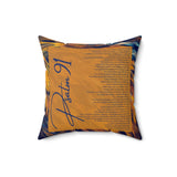 Psalm 91 Square Pillow Case | Blue & Gold