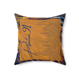 Psalm 91 Square Pillow Case | Blue & Gold