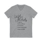 "Life More Abundantly" Unisex Jersey Short Sleeve V-Neck Tee