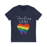 "Promise Keeping God" Unisex Jersey Short Sleeve V-Neck Tee